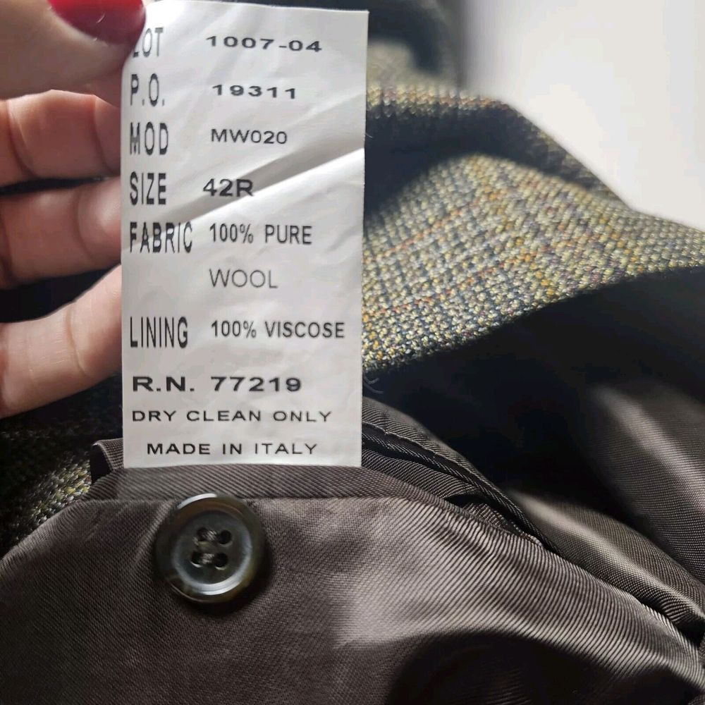 Vito Rufolo Sport Coat Jacket 100% Wool 42R Made in Italy Brown Windowpane Plaid - Picture 11 of 11